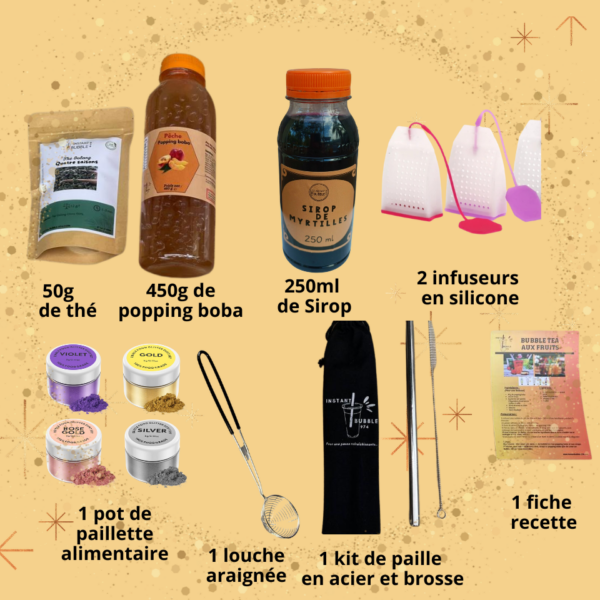 kit complet bubble tea pailleté